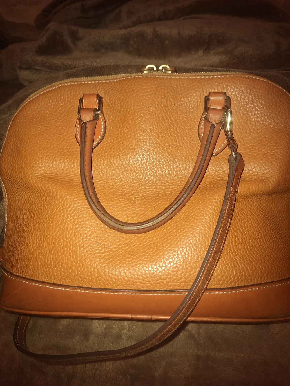 Dooney & Bourke Tan Leather Satchel Bag - Picture 2 of 5